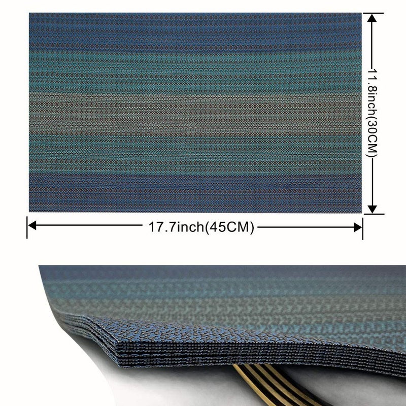 Candumy Blue Placemats Set of 8 for Dining Table Washable High Temperature Resistant Non-Skid,Crossweave Woven Textilene Vinyl PVC Placemats for Kitchen - Image 2